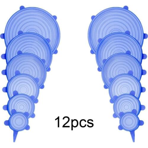 6/12pcs Silicone Stretch Lids Universal Lid Silicone Bowl Pot Lid Silicone Cover Pan Cooking Food Fresh Cover Microwave Cover