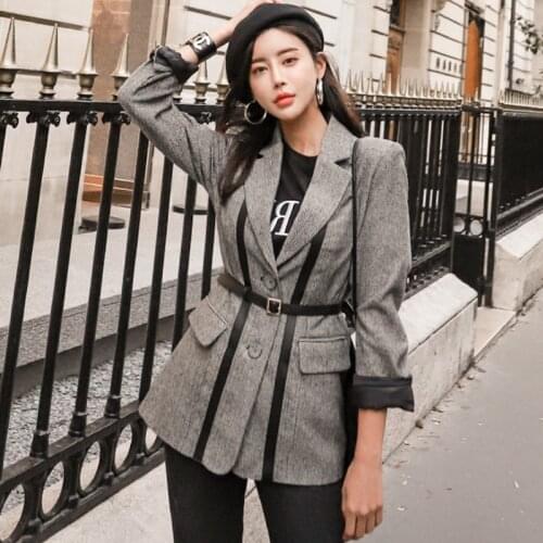 New arrival comfortable fashion single breasted high quality solid fresh simple wild vintage elegant thick jacket gift a belt