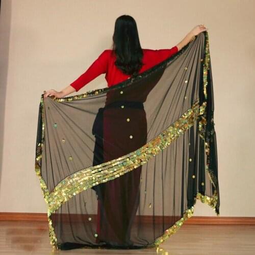 New Belly Dance Heavy Sequins Malaya Scarf Popular Stage Show Throwing Hand Yarn Malaya Veils 3 colors