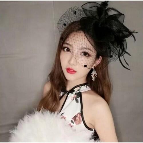 Little Hat Girl Britains retro elegance Mingyuan veil screen yarn Headdress Evening Dress Banquet of Qipao Walking Show