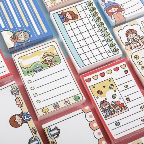 Cute Cartoon Strawberry Girl Notepad Pocket Notepad Hand Account Foldable Tearable Decorative Message Paper Office And School