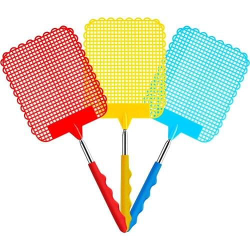 Artracyse 3 Pieces Large Extendable Fly Swatter Manual Pest Control with Telescopic Handle Durable and Sturdy Lightweight