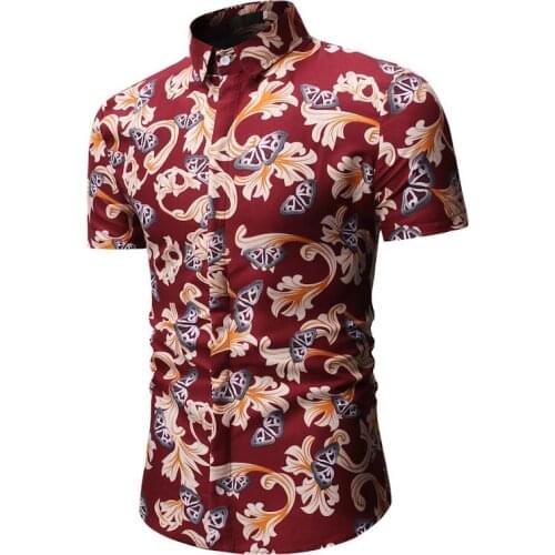 Men Short Sleeve Hawaiian Shirt Summer Casual Slim Fit Floral Shirt Men High Quality Flower Print Mens Shirts XXXL Chemise Homme