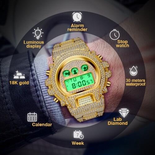 Relogio Masculino MISSFOX Mens Watches Luxury LED Digital Quartz 18K Gold Watch Men G Style Shock Proof AAA Drop shipping