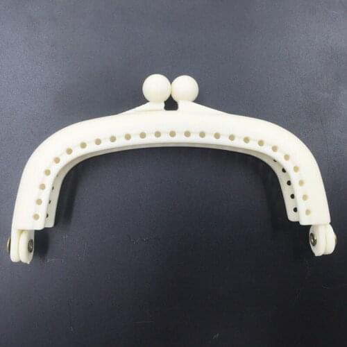 100% New Beige Coins Purse Plastic Arc Frame Kiss Clasps Lock Clutch DIY Handle 9x5cm, 10Pcs