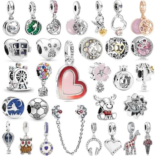 New Red Heart Angel Pendant Fits Original Pandora Charm Bracelet Necklace DIY Lady Jewelry Gifts