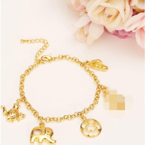 New dubai Charm elephant slipper Bracelet for Women Gold Christmas gifts cute kids girls Hand Chain Jewelry anklets Arab gift