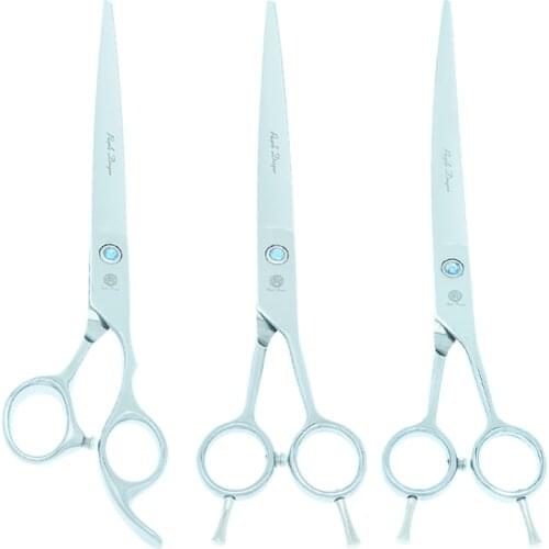 Purple Dragon 8.0" Japan Steel Dogs Scissors Pets Straight Curved Cutting Shears Puppy Grooming Accessories Hair Trimmers B0061B