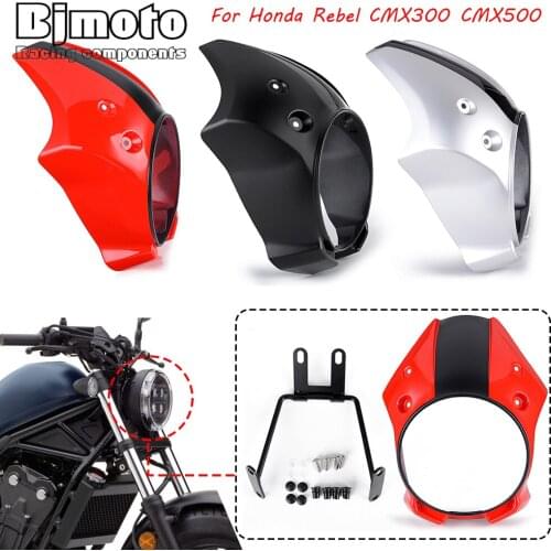 BJMOTO Motorcycle Headlight Fairing Front Cowl Cover Fork Windshield for Honda Rebel CMX 300 500 2017 2018 2019