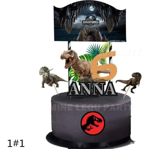 Customized Personalized name age Jurassic world Dinosaur Cake Topper kids Birthday Party decoration Cake Topper