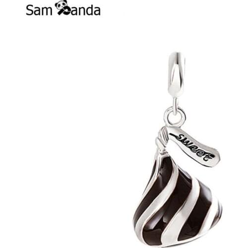 Authentic 100% 925 Sterling Silver Beads Charm Sweet Chocolate Pendant Enamel Charms Fit Pandora Bracelets DIY Women Jewelry
