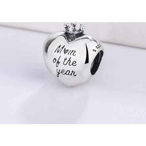 3D034 New Fashion 925 Sterling Silver Mother Heart-Shaped Crown Pendant Gift Charm Bracelet Necklace Diy Jewelry Making