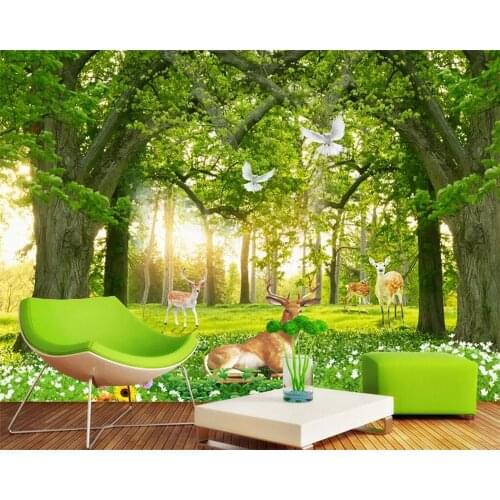 Beibehang Custom wallpaper fresh forest elk 3D TV background wall 3d wallpaper home decoration living room bedroom background