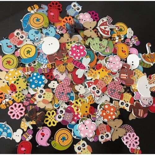Vintage Mixed Animal Wooden Crafts 2 Hole Buttons Scrapbook Sewing Clothes DIY Childrens Clothing Supplies Clothes Buttons