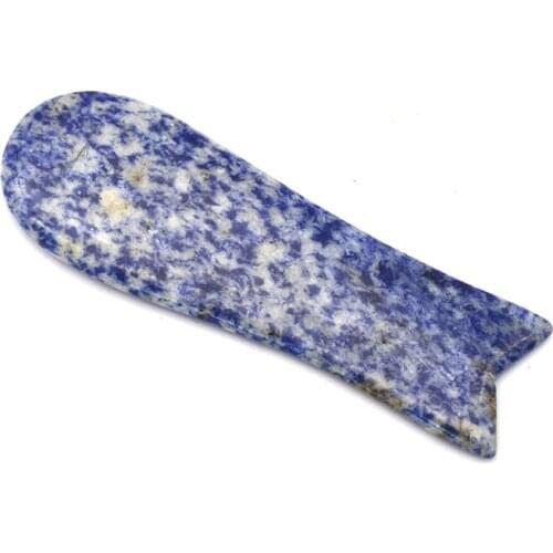 Fish Shape Blue Point Jade Stone Massager Guasha Finger and Face Massage Spa