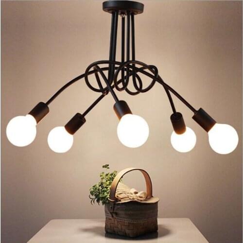 Modern Chandeliers E27 American Simple Industrial Light Art Living Room Restaurant Bar Cafe Villa Creative Household Lamps