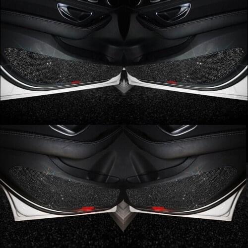 Rhinestone Scratch-resistant Auto Crystal Bling Car Stickers Protective Decals Anti kick Mat Seat Back Interior Accessories