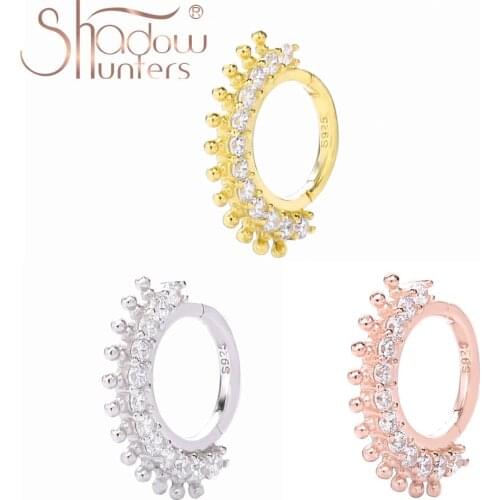 SHADOWHUNTERS Original 925 Sterling Silver Hoop Earrings With Clear CZ Women Wedding Engagement Ear Cuff Women Jewelry Supplies