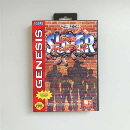 Super Street Game Fighter II - USA Cover With Retail Box 16 Bit MD Game Card for Sega Megadrive Genesis Video Game Console
