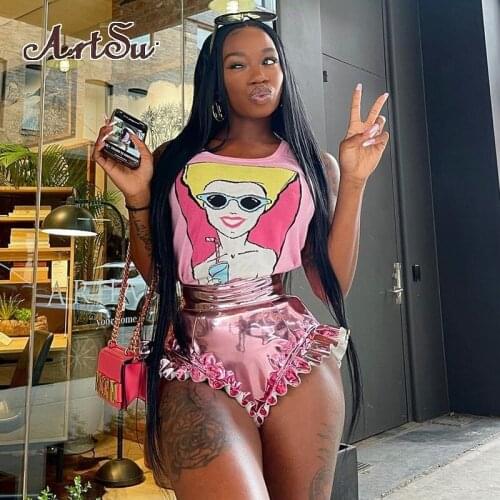 Y2K Solid Fashion V-Shaped Pu Leather Shorts Women Summer 2021 Shine Sexy Folds Streetwear Outfits Short Femme