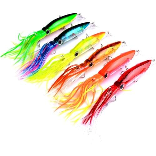 YUZI 1Pcs 40g/14cm Big Octopus Squid Jig High Quality Fishing Lure Lifelike Hard Baits with Treble Hook Tackle Wobblers