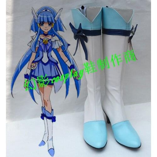 Smile Pretty Cure Aoki Reika Cure Beauty Girls Long Cosplay Shoes Boots