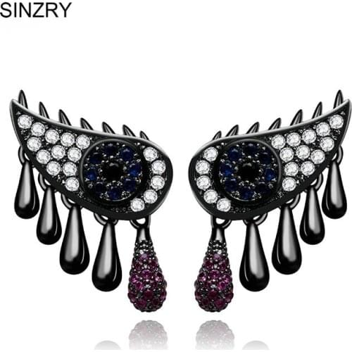 2016 hot sale cubic zircon angel eye tassel stud earrings Lady fashion jewelry accessory