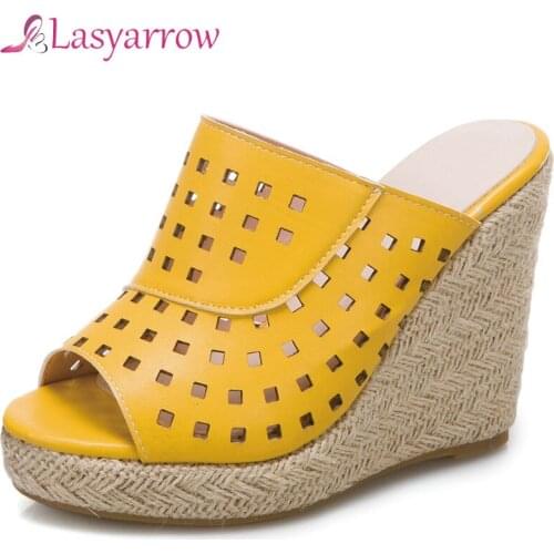 Lasyarrow New Ladies Platform Summer Slippers Fashion Wedges High Heels Slippers Women Casual Party Shoes Woman Size 34-50