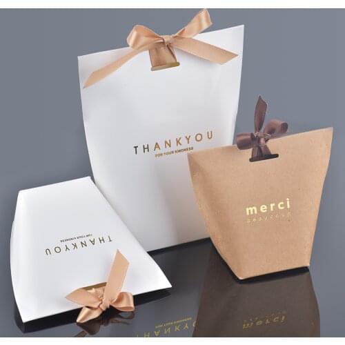 1pcs Bronzing Christmas Gift Box Bag Kraft Paper Merry Christmas Candy Boxes Xmas Favor Party Decoration DIY Packaging Box