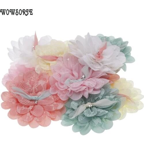 10cm Korea baby DIY Flower Accessory without headband No Cilps Girls Handmade Flowers children hair Accessories 5pcs/lot