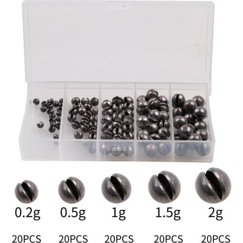 100pcs/Box Open Bite Lead Set Bare Fishing Clip Drop Bite Round Plumb Bob Auxiliary Fishing Tackle Gear Drop Shipping