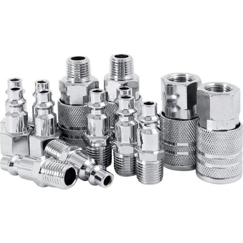 14Pcs 1/4" Euro Air Line Hose Compressor Metal Couplings Connectors Quick Release Coupler Plug Socket Female Fitting Male Thread