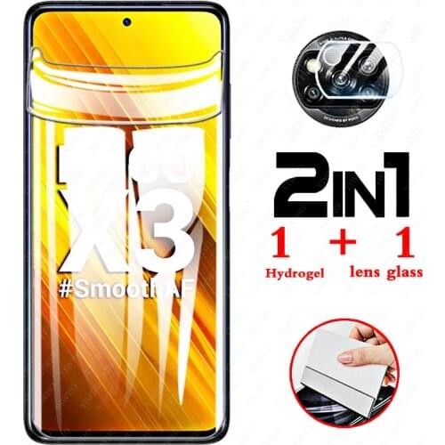 2 In 1 Hydrogel Film for Xiaomi Poco X3 Pro Nfc M3 F3 Screen Protector Protective pocophone x f m 3 x3pro x3nfc camera lens glas