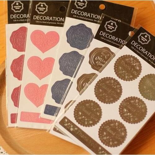20packs/lot New Relief Gilding Wax style seal sticker hot sell diary decorative sticker DIY cute School Supplies