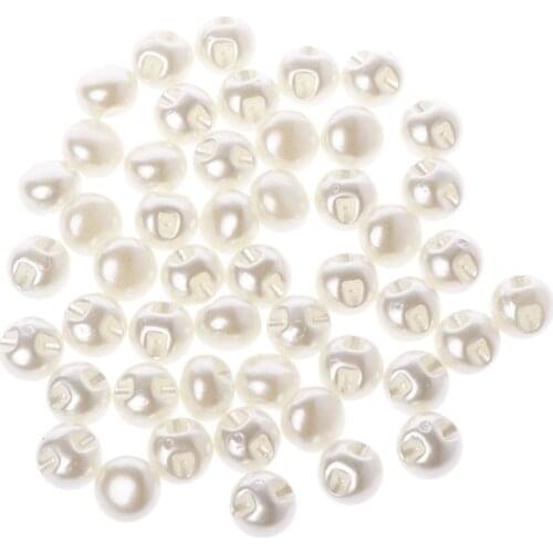 50pcs 10mm 11mm Round Sewing Pearl Buttons For Clothing Sewing Accessories Clothing Scrapbooking Garment DIY Apparel Tool