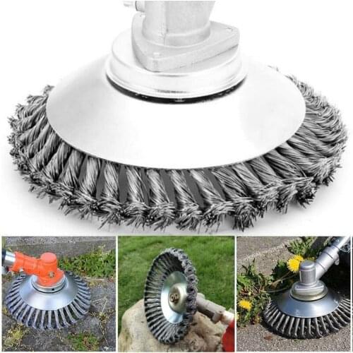 6/8 Inch Steel Weed Trimmer Head Garden Weed Steel Wire Brush Break-proof Rounded Edge Trimmer Head for Power Lawn Mower Grass