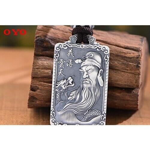 999 sterling silver pendant Wu Cai God Guan Gong pendant Lucky Buddha Chanlong brand carp lotus foot silver pendant