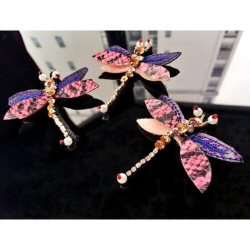 Dragonfly 5pcs sequins Rhinestones bead brooch patches applique embroidered fabric sew on patch clothing decoration patch