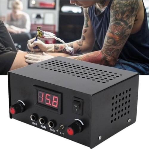 Tattoo Power Supply Professional Tattoo Power Supply Alloy Tattoo Power Source Tattoo Accessory Black 100-240V Tattoo Clip Cord