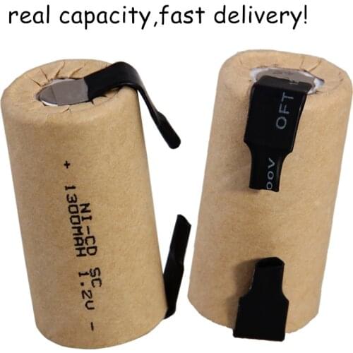 Fast delivery SC battery 1.2V SUBC batteries 4.25cm*2.2cm high drain power tools 1300mah with tabs global shipping