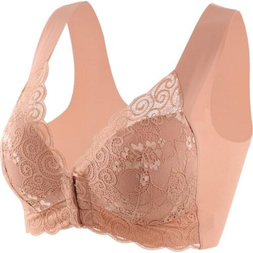 Front Buckle No Rims Comfortable Womens Thin Underwears Women Bras Plus Size 6XL Lace Pregnant Woman Breastfeeding Bra
