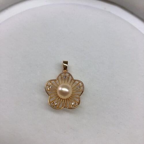 Flower Shape Pendant Base Mountings Findings Jewelry Settings Accessories Parts for Pearls Beads Crystal Agate Coral Jade