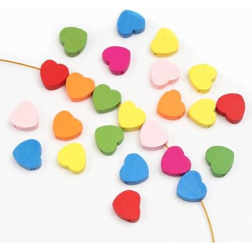 DIY 30pcs 18X17mm Mixed Color Wooden Beads Sweetness Hear Shape No Pattern Wood Beads for jewelry Making