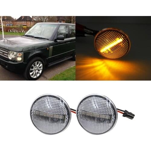 For Land Rover Range Rover L322 2003-2012 2x Amber Led Side Marker Lights Clear Lens