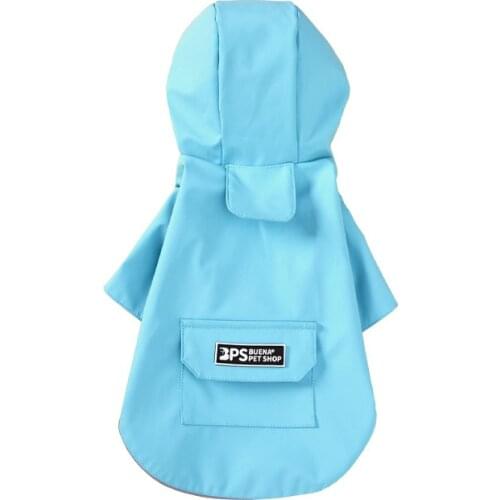 Pet dog raincoat autumn winter small medium-sized corgi hooded reflective waterproof mesh breathable solid color raincoat jacket