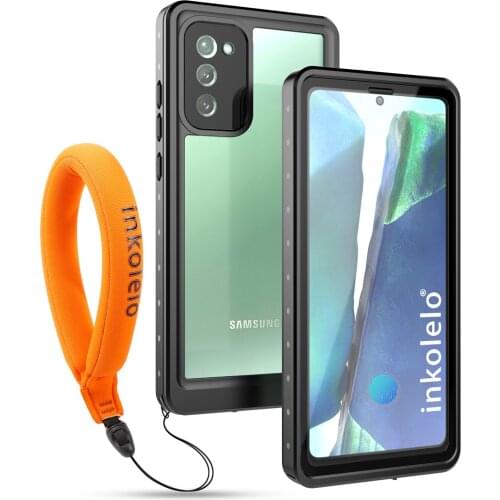 Inkolelo Samsung Galaxy Note20 Waterproof Case Built-in Screen IP68 Full Sealed Shockproof Cover for Swimming Diving Black