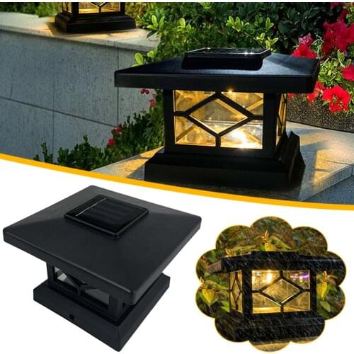 IP65 Waterproof LED Solar Pillar Lamp Outdoor Door Fence Courtyard Dustproof Solar Column Light Villas Garden Porch Stigma Light