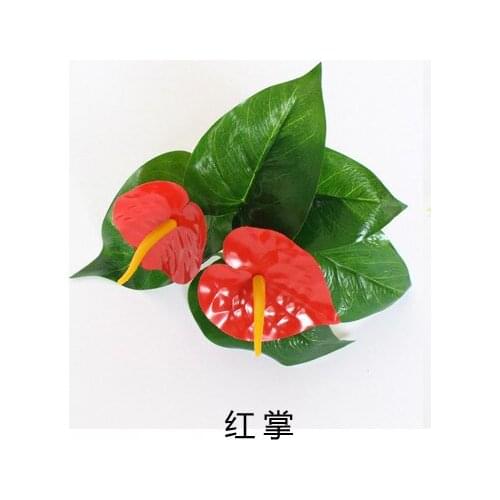 New 1pc Simulation Artificial anthurium Plants Grass Plastic flowers Household wedding party setting wall decoration accessories