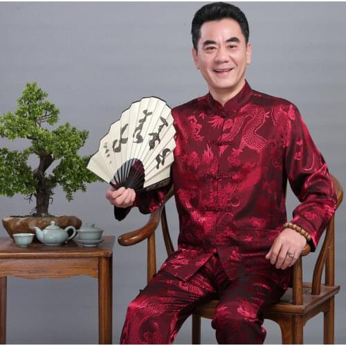 Chinese Traditional Tops Man Tai Chi Long Sleeve Kung Fu Shirt Oriental Style Party Banquet Tang Suit Vintage Cheongsam Clothing
