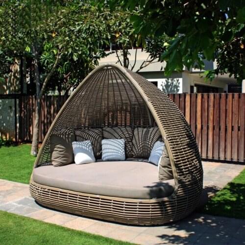 Freeshipping Lounger Outdoor Rattan Sofa Lying Bed Balcony Villa Outdoor PU Rattan Chairs Sets